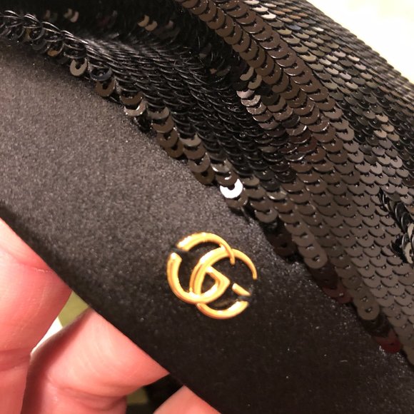 Gucci GG Sequin Beret with Bow in Black New in Dustbag - Picture 4 of 4